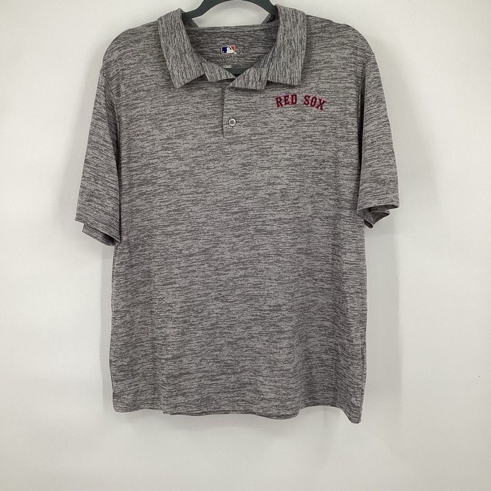 Mens MLB Boston Red Sox Performance Polo Shirt‎ Gray large